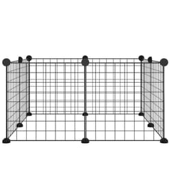 vidaXL Pet Cage with Door Black Steel Rabbit Hutch 1.5 cm/4.3 cm Multi Models - 8-panel without door, 4.3 cm