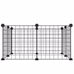 vidaXL Pet Cage with Door Black Steel Rabbit Hutch 1.5 cm/4.3 cm Multi Models - 8-panel without door, 4.3 cm