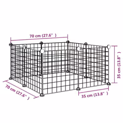 vidaXL Pet Cage with Door Black Steel Rabbit Hutch 1.5 cm/4.3 cm Multi Models - 8-panel without door, 4.3 cm - Additional view 5