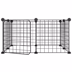 vidaXL 8-Panel Pet Cage with Door Black 35x35 cm Steel Rabbit Hutch Pet Cage - Additional view 2