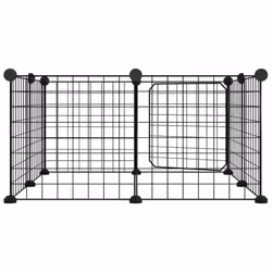 vidaXL 8-Panel Pet Cage with Door Black 35x35 cm Steel Rabbit Hutch Pet Cage - Additional view 4
