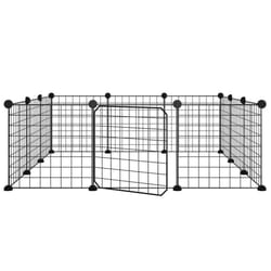 vidaXL Pet Cage with Door Black Steel Rabbit Hutch 1.5 cm/4.3 cm Multi Models - 12-panel with door, 4.3 cm
