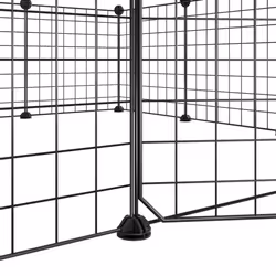 vidaXL Pet Cage with Door Black Steel Rabbit Hutch 1.5 cm/4.3 cm Multi Models - 12-panel with door, 4.3 cm - Additional view 5