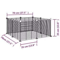 vidaXL 8-Panel Pet Cage Black 35x35 cm Steel Rabbit Hutch Small Animal Cage