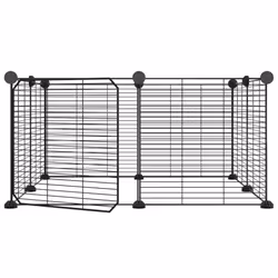 vidaXL 8-Panel Pet Cage with Door Black 35x35 cm Steel Rabbit Hutch Pet Cage - Additional view 2