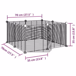 vidaXL 8-Panel Pet Cage with Door Black 35x35 cm Steel Rabbit Hutch Pet Cage - Additional view 3
