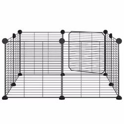 vidaXL 8-Panel Pet Cage with Door Black 35x35 cm Steel Rabbit Hutch Pet Cage - Additional view 4