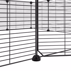 vidaXL Pet Cage with Door Black Steel Rabbit Hutch 1.5 cm/4.3 cm Multi Models - 12-panel with door, 1.5 cm - Additional view 5