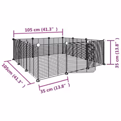 vidaXL Pet Cage with Door Black Steel Rabbit Hutch 1.5 cm/4.3 cm Multi Models - 12-panel with door, 1.5 cm - Additional view 7