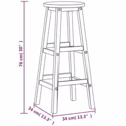 vidaXL 8x Solid Wood Acacia Bar Stools Kitchen Wooden Bistro Chair Pub Stool - Additional view 3