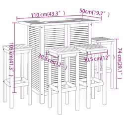 vidaXL Solid Wood Acacia Garden Bar Set Bistro Table Multi Models 3/5 Piece - Bar stools with square seat, 4 piece - Additional view 3