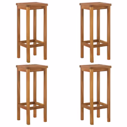 vidaXL Solid Wood Acacia Garden Bar Set Bistro Table Multi Models 3/5 Piece - Bar stools with square seat, 4 piece - Additional view 7