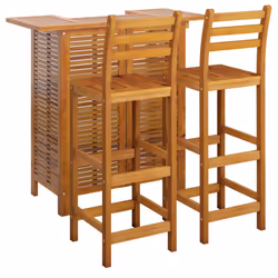 vidaXL 3 Piece Patio Bar Set Solid Wood Acacia - Additional view 2