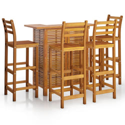 vidaXL Solid Wood Acacia Garden Bar Set Bistro Table Multi Models 3/5 Piece - Bar chairs with backrest, 4 piece