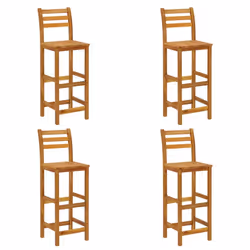 vidaXL Solid Wood Acacia Garden Bar Set Bistro Table Multi Models 3/5 Piece - Bar chairs with backrest, 4 piece - Additional view 7