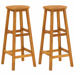 vidaXL Solid Wood Acacia Garden Bar Set Bistro Table Multi Models 3/5 Piece - Bar stools with round seat, 2 piece - Additional view 7