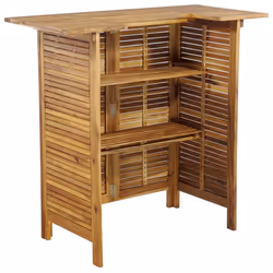 vidaXL Solid Wood Acacia Garden Bar Set Bistro Table Multi Models 3/5 Piece - Bar stools with round seat, 4 piece - Additional view 4