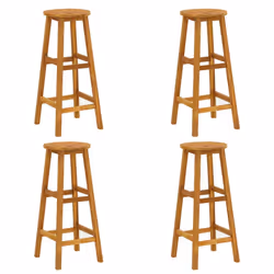 vidaXL Solid Wood Acacia Garden Bar Set Bistro Table Multi Models 3/5 Piece - Bar stools with round seat, 4 piece - Additional view 7