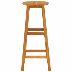 vidaXL Solid Wood Acacia Garden Bar Set Bistro Table Multi Models 3/5 Piece - Bar stools with round seat, 4 piece - Additional view 9