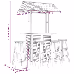 vidaXL Solid Wood Acacia Garden Bar Set Table Bar Stool Multi Models 3/5 Piece - 5/bar stools with round seat - Additional view 4