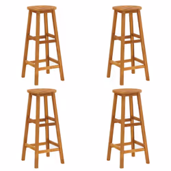 vidaXL Solid Wood Acacia Garden Bar Set Table Bar Stool Multi Models 3/5 Piece - 5/bar stools with round seat - Additional view 6