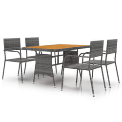 vidaXL Outdoor Dining Set Poly Rattan Garden Table Chair Black/Grey 5/7 Piece - grey, 5 piece