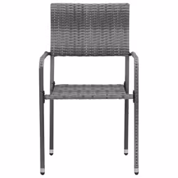 vidaXL Outdoor Dining Set Poly Rattan Garden Table Chair Black/Grey 5/7 Piece - grey, 5 piece - Additional view 4