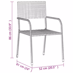 vidaXL Outdoor Dining Set Poly Rattan Garden Table Chair Black/Grey 5/7 Piece - grey, 5 piece - Additional view 7