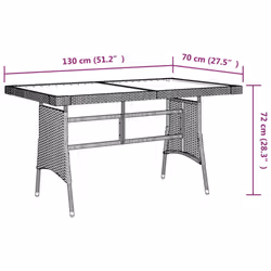 vidaXL Outdoor Dining Set Poly Rattan Garden Table Chair Black/Grey 5/7 Piece - grey, 5 piece - Additional view 8