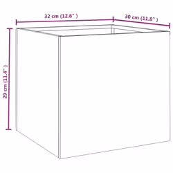 vidaXL Planter Raised Garden Bed Plant Pot Flower Pot Grey Weathering Steel - 32 x 30 x 29 cm/ 1 pcs - Additional view 3