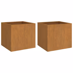 vidaXL Planter Raised Garden Bed Plant Pot Flower Pot Grey Weathering Steel - 32 x 30 x 29 cm/ 2 pcs
