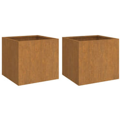vidaXL Planter Raised Garden Bed Plant Pot Flower Pot Grey Weathering Steel - 32 x 30 x 29 cm/ 2 pcs