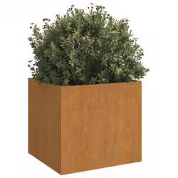 vidaXL Planter Raised Garden Bed Plant Pot Flower Pot Grey Weathering Steel - 49 x 47 x 46 cm/ 1 pcs