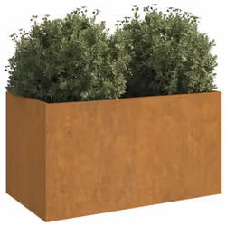 vidaXL Planter Raised Garden Bed Plant Pot Flower Pot Grey Weathering Steel - 62 x 40 x 39 cm/ 1 pcs - Additional view 2