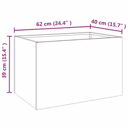 vidaXL Planter Raised Garden Bed Plant Pot Flower Pot Grey Weathering Steel - 62 x 40 x 39 cm/ 1 pcs - Additional view 3