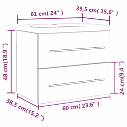 vidaXL Sink Cabinet with Built-in Basin Grey Sonoma Engineered Wood Sink Unit - Additional view 3