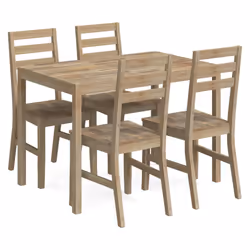 vidaXL Solid Wood Acacia Dining Set Table Outdoor Dinette Chair 5/7 Piece - 5 piece