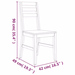 vidaXL Solid Wood Acacia Dining Set Table Outdoor Dinette Chair 5/7 Piece - 5 piece - Additional view 10
