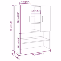 vidaXL Washing Machine Cabinet Smoked Oak Engineered Wood Bathroom Cupboard - Additional view 10