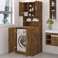vidaXL Washing Machine Cabinet Smoked Oak Engineered Wood Bathroom Cupboard