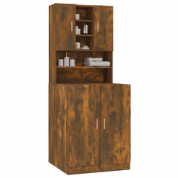vidaXL Washing Machine Cabinet Smoked Oak Engineered Wood Bathroom Cupboard - Additional view 4