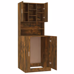 vidaXL Washing Machine Cabinet Smoked Oak Engineered Wood Bathroom Cupboard - Additional view 5