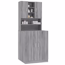 vidaXL Washing Machine Cabinet Grey Sonoma Engineered Wood Bathroom Cupboard - Additional view 4