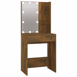 vidaXL LED Dressing Table & Cabinets Engineered Wood Furniture Multi Colours - Smoked oak - Additional view 8