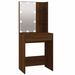 vidaXL LED Dressing Table & Cabinets Engineered Wood Furniture Multi Colours - Brown oak - Additional view 8
