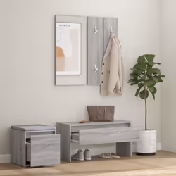 vidaXL Hallway Furniture Set Engineered Wood Hall Bench Rack Multi Colours - Grey sonoma - Additional view 4