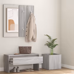 vidaXL Hallway Furniture Set Grey Sonoma Engineered Wood Bench and Coat Rack - Additional view 4
