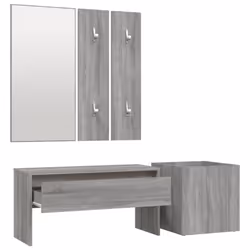 vidaXL Hallway Furniture Set Grey Sonoma Engineered Wood Bench and Coat Rack - Additional view 5
