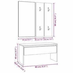 vidaXL Hallway Furniture Set Brown Oak Engineered Wood Bench and Coat Rack