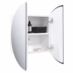 vidaXL Bathroom Cabinet with Round Mirror and LED Cabinet Storage Cupboard - White, 60 cm - Additional view 4